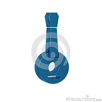 Blue Banjo icon isolated on transparent background. Musical instrument. Stock Photo