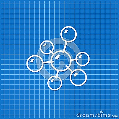 Blue banner with molecular model icon Vector Illustration