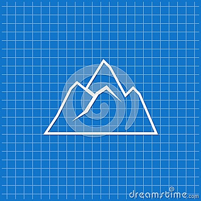 Blue banner with mountains icon Vector Illustration