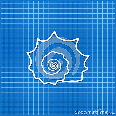 Blue banner with shell icon Vector Illustration