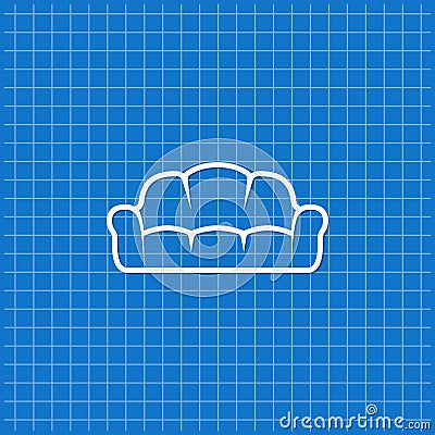 Blue banner with sofa icon Vector Illustration