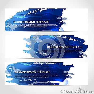 Blue banners watercolor imitation background Vector Illustration