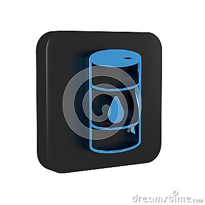 Blue Barrel oil icon isolated on transparent background. Black square button. Stock Photo