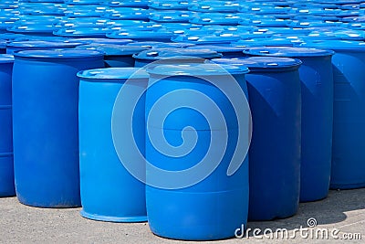 Blue Barrels Stock Photo