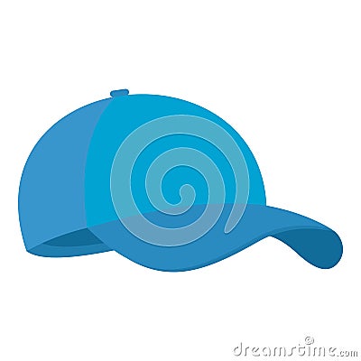 Blue baseball cap icon, flat style. Vector Illustration