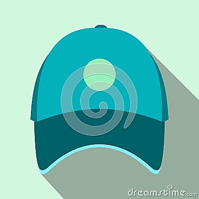 Blue baseball hat flat icon Vector Illustration