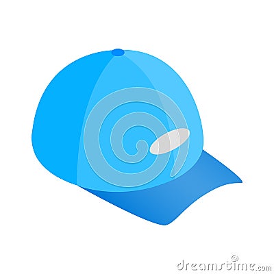Blue baseball hat isometric 3d icon Vector Illustration
