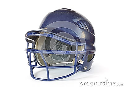 Blue baseball helmet Stock Photo