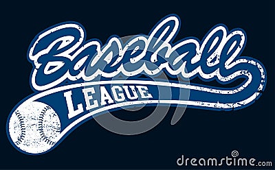 Blue baseball league banner with ball Vector Illustration