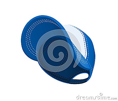Blue baseball peaked cap. Head wear. Vector illustration. Vector Illustration