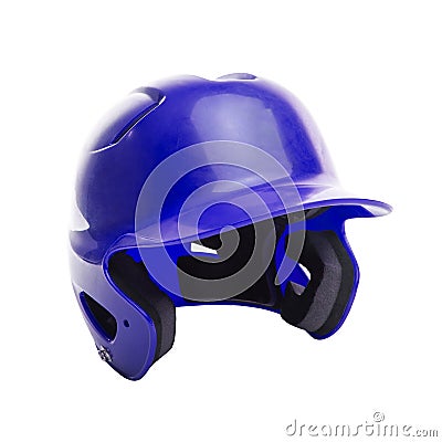 Blue Baseball or Softball Batting Helmet on White Background Stock Photo