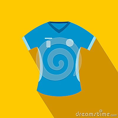 Blue baseball t-shirt flat icon Vector Illustration