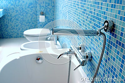 Blue bathroom Stock Photo