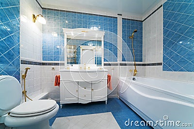 Blue bathroom Stock Photo