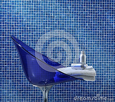 Blue bathroom closeup Stock Photo