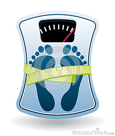 Blue bathroom scale. Vector Illustration