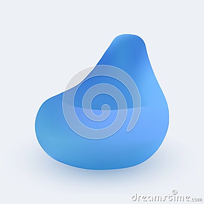 Blue Beanbag modern soft fluffy chair vector icon isolated on white background. Bean bag comfortable and flexible seat home puff Vector Illustration