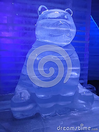 Blue bear ice sculpture Editorial Stock Photo