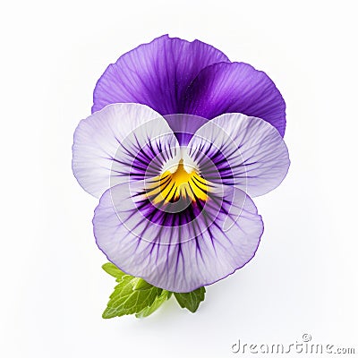 Vibrant Purple Flower On White Surface: A Symmetrical Asymmetry Stock Photo