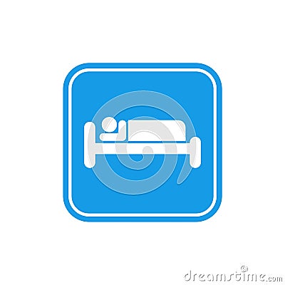 Blue Bed icon, symbol sleep, night hotel motel Vector Illustration