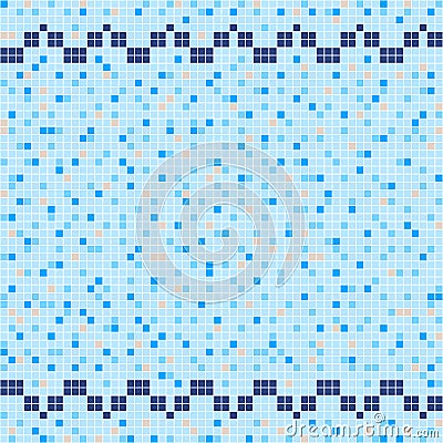 Blue and beige ceramic tile mosaic in swimming pool. Vector Illustration