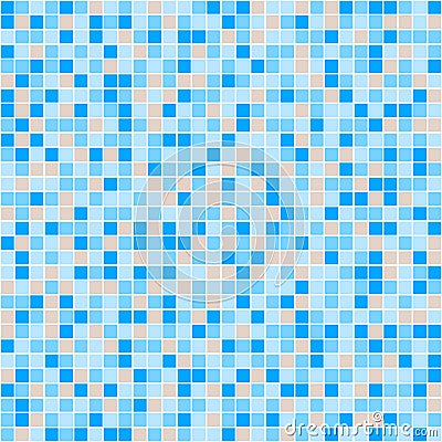 Blue and beige ceramic tile mosaic in swimming pool. Vector Illustration