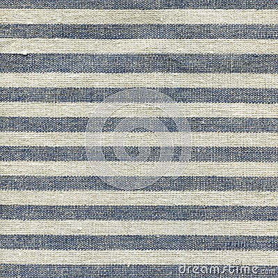 Blue, beige, gray stripe pattern on linen fabric Stock Photo