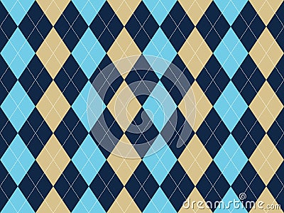 Blue beige white argyle seamless pattern Vector Illustration