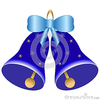 Blue bells with a ribbon. Vector Illustration