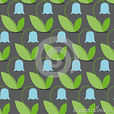 Blue bells seamless pattern. Flowers Vector background. Retro fa Vector Illustration