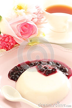 Blue berry and sauce on Mik Kanten Jelly Stock Photo