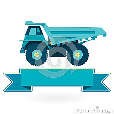 Blue big truck - icon Vector Illustration