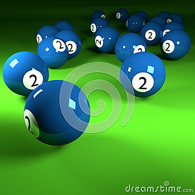 Blue billiard balls number two Stock Photo