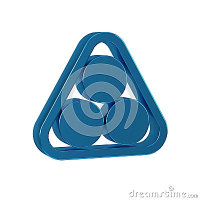 Blue Billiard balls in a rack triangle icon isolated on transparent background. Stock Photo