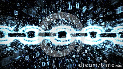 Blue blockchain binary explosion Stock Photo