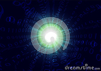 Blue binary code steam wave abstract background, computer technology communication concept Vector Illustration