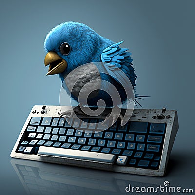 Blue bird angry with negative tweets. Generative AI Stock Photo