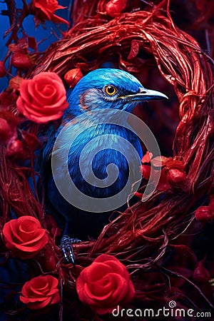 Blue bird on a branch Stock Photo