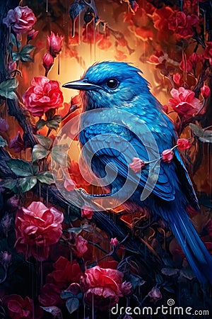 Blue bird on a branch Stock Photo