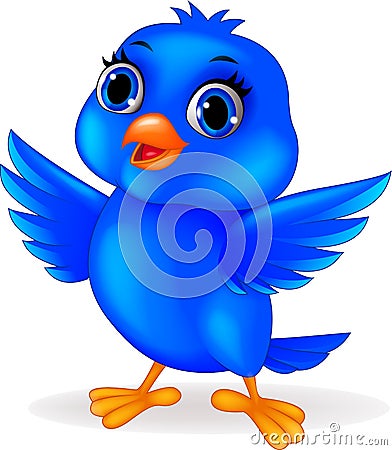 Blue bird cartoon Vector Illustration