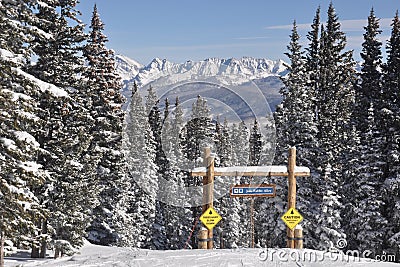 Blue Bird Day, Beaver Creek, Gore Range, Avon Colorado, Ski resort Stock Photo