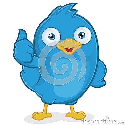 Blue Bird Giving Thumbs Up Vector Illustration