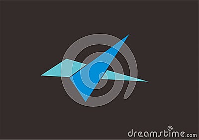 Blue bird-like icon design for logo Vector Illustration