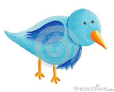 Blue bird with orange beak Cartoon Illustration