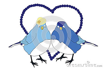 Blue Birds in Love Vector Illustration