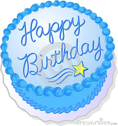 Blue Birthday Cake Stock Photo