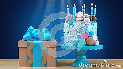 Blue birthday celebration showstopper cake Stock Photo