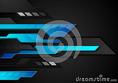 Blue and black contrast abstract technology background Vector Illustration