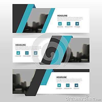 Blue black corporate business banner template, horizontal advertising business banner layout template flat design set Vector Illustration