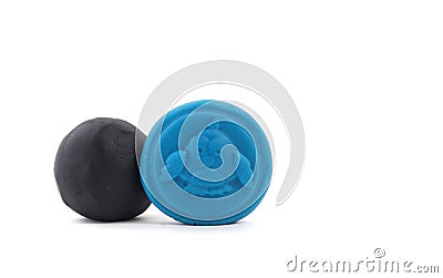 Blue and black plasticine figurines on white Stock Photo